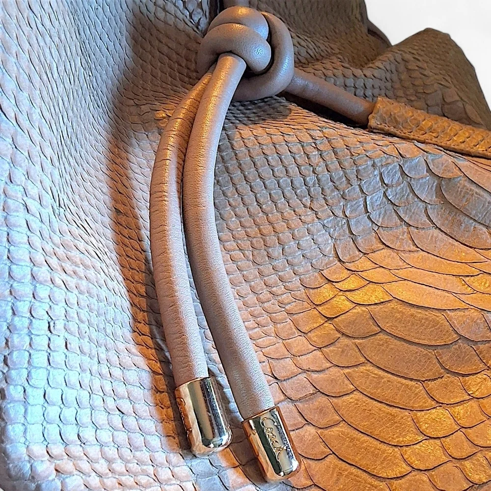 Coach Kristin Python Embossed Leather Drawstring Shoulder Bag 14773